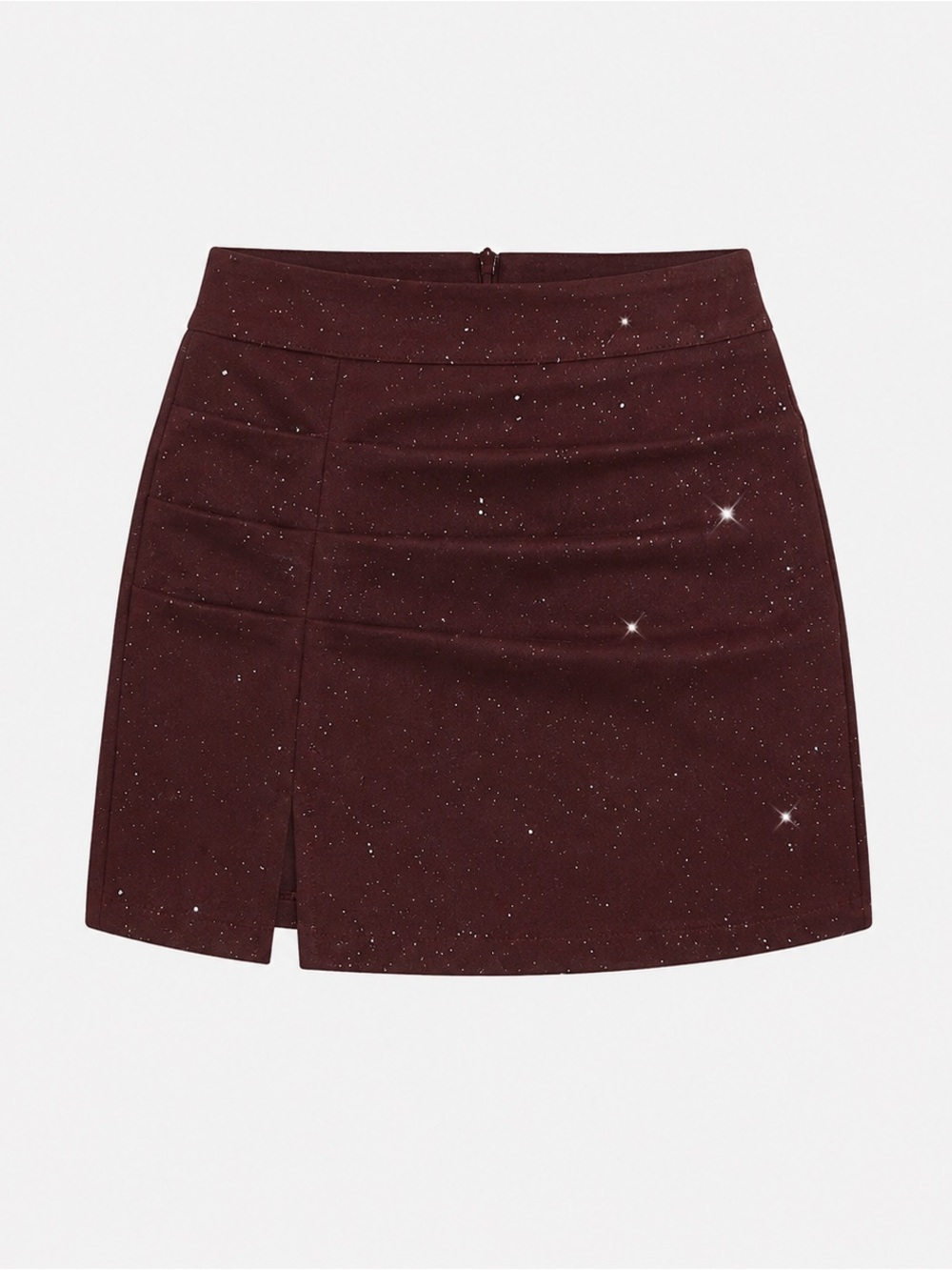 SHEIN Burgundy Glitter Asymmetrical Mini Skirt | Size L